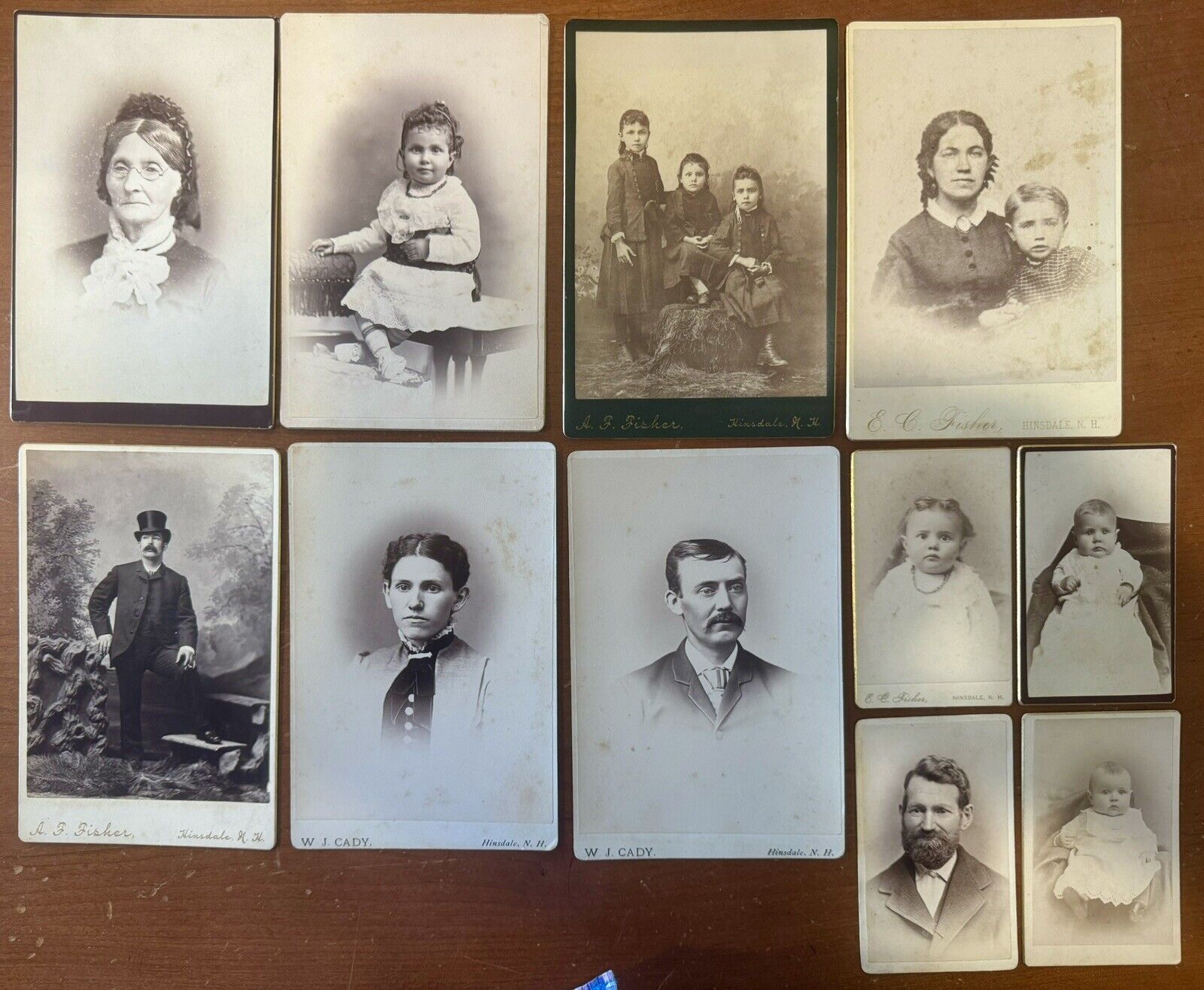 1800s Men, Women, Children Antique 11 Photograph Lot - Keene and Hinsdale NH