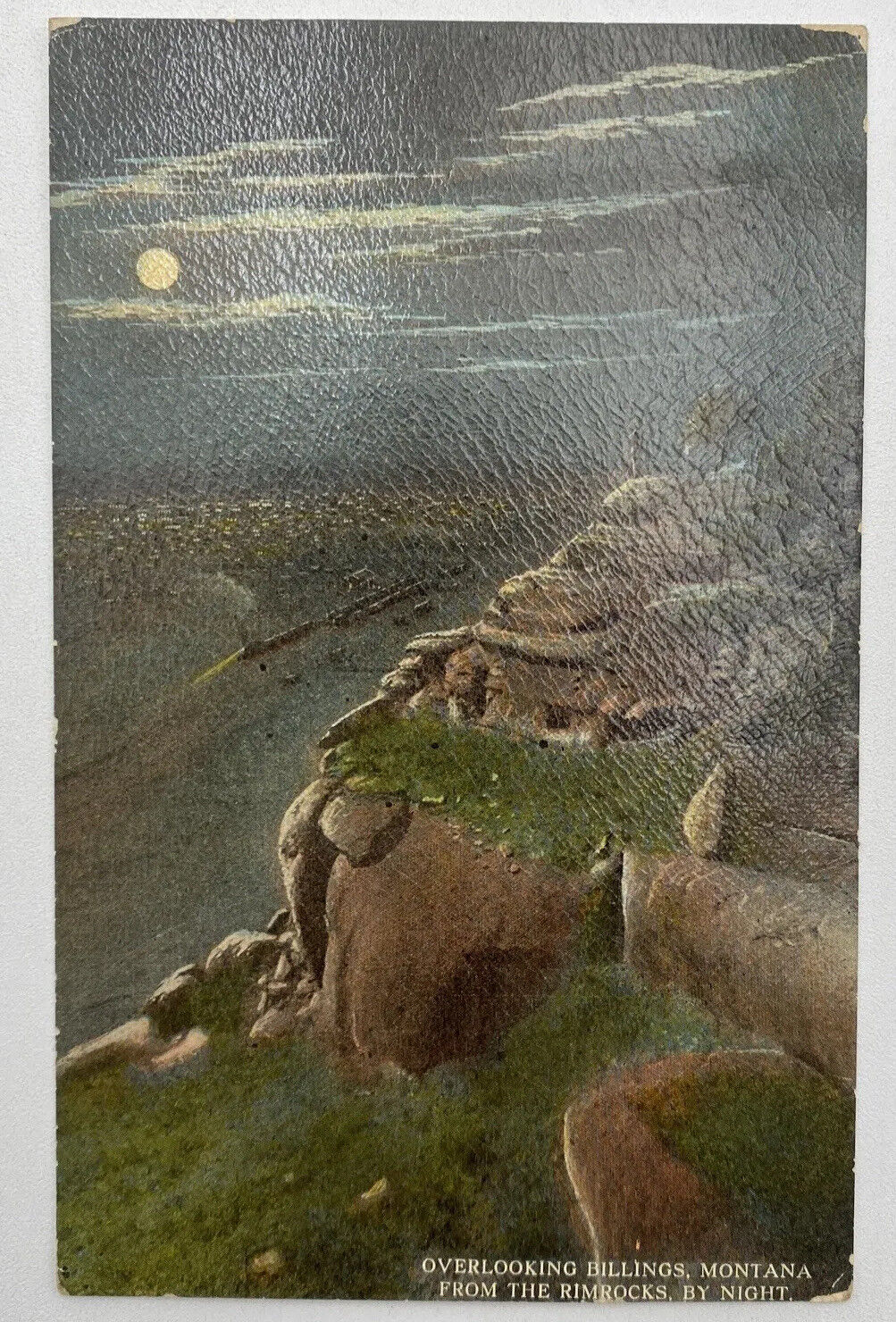 Postcard MT Overlooking Billings From The Rimrocks By Night Montana UNUSED UNPOS