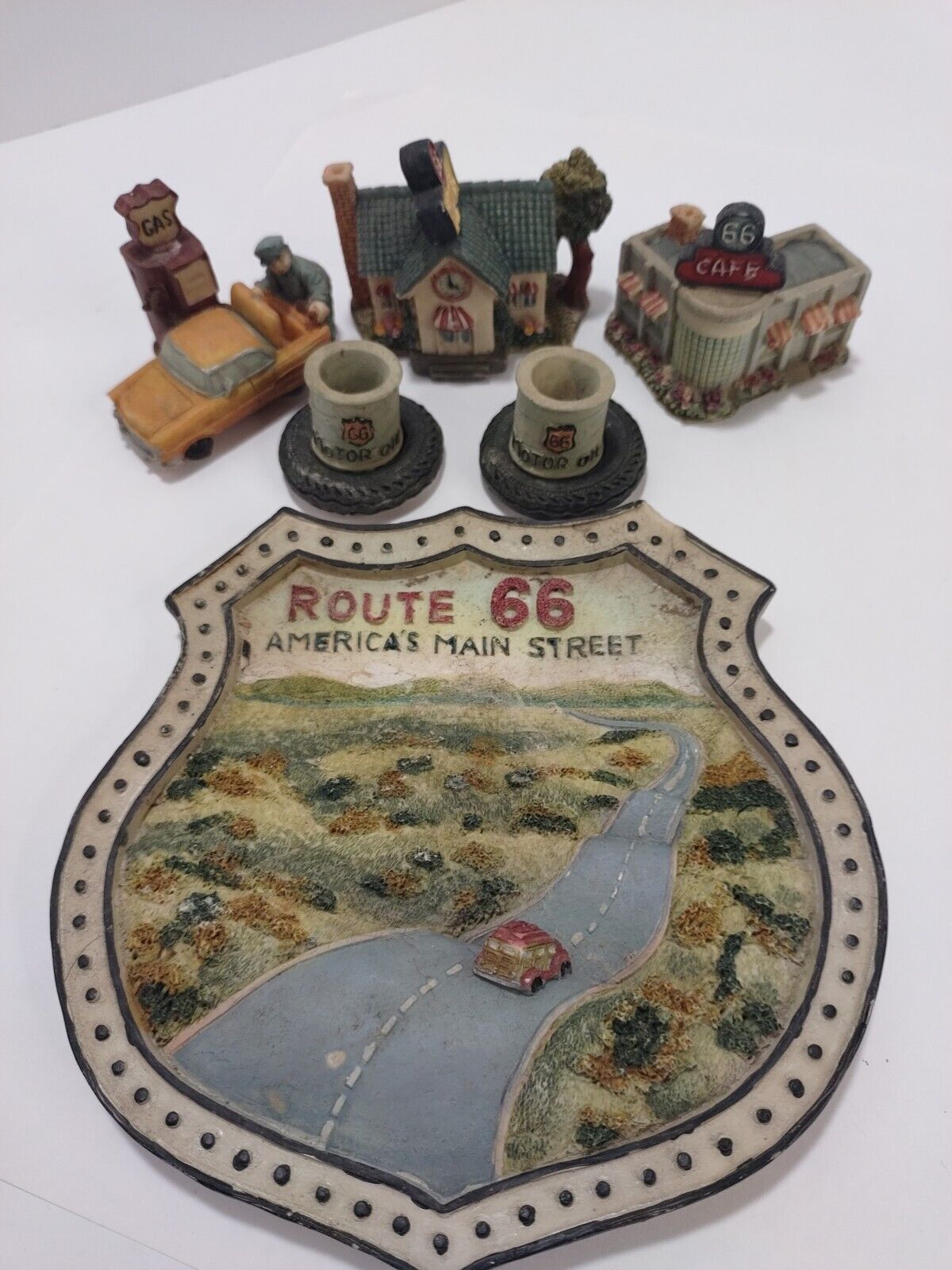 Vintage 1997 popular imports route 66 polystone resin 8 piece set Collectibles