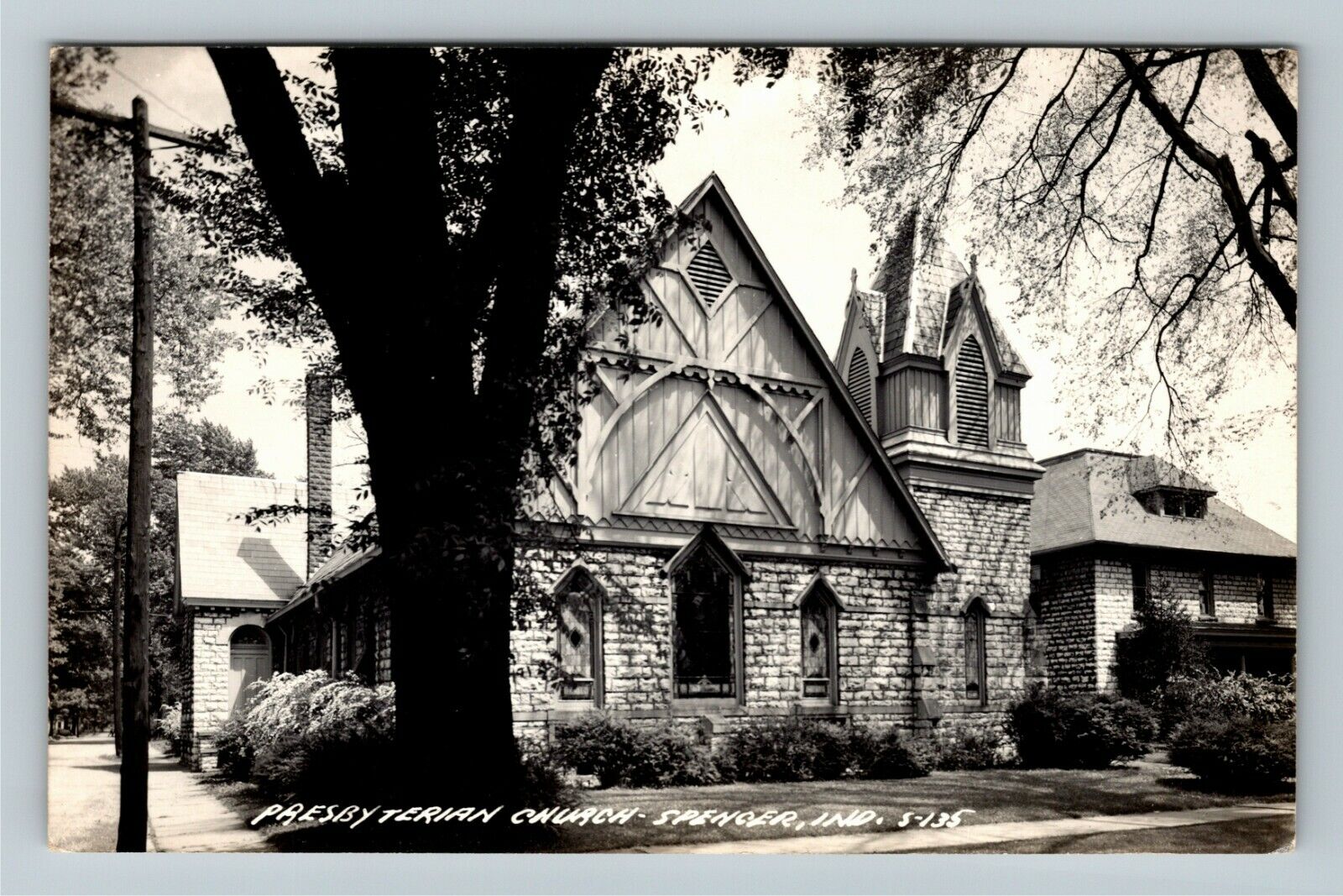 RPPC Spencer IN-Indiana, Presbyterian Church Real Photo Vintage Postcard