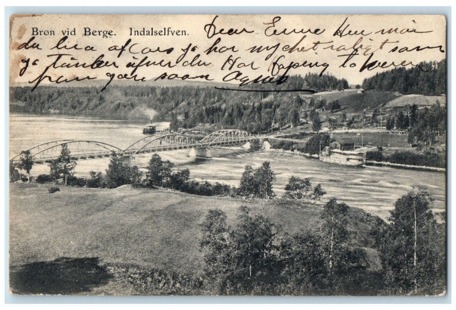1907 The Bridge at Berge Indalselven Sweden Antique Posted Postcard