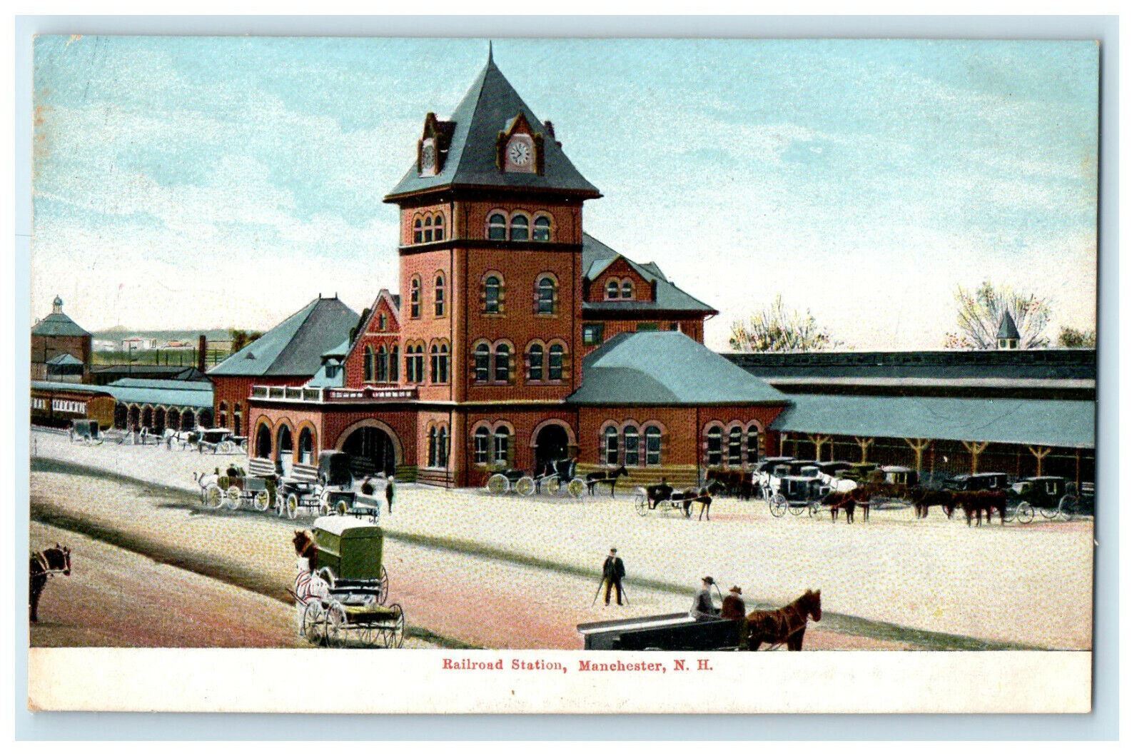 c1905s Railroad Station, Manchester New Hampshire NH Unposted Antique Postcard
