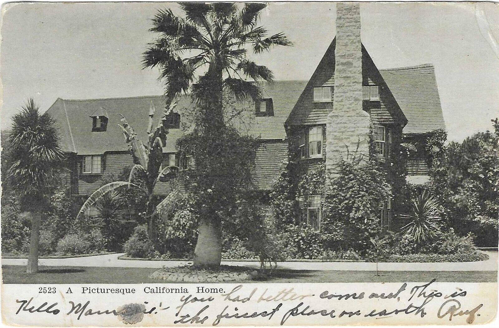 Vintage California Linen Postcard A Picturesque Home 1907 Postmark