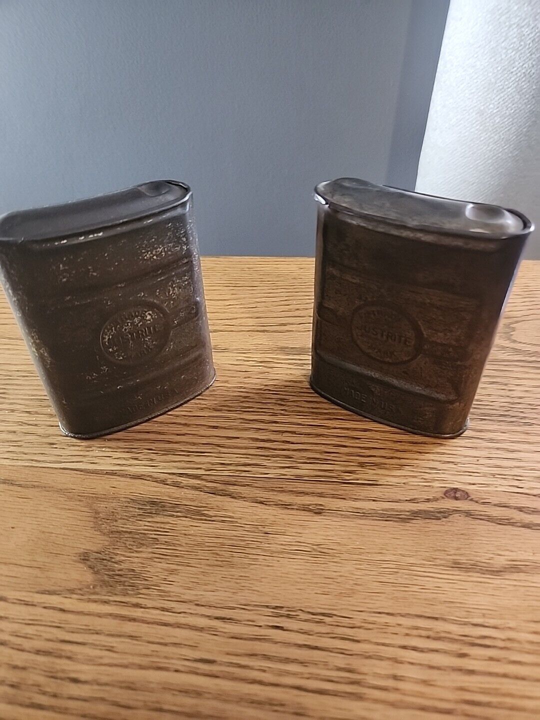 VINTAGE MINERS JUSTRITE CARBIDE  POCKET TIN CAN LOT OF 2 