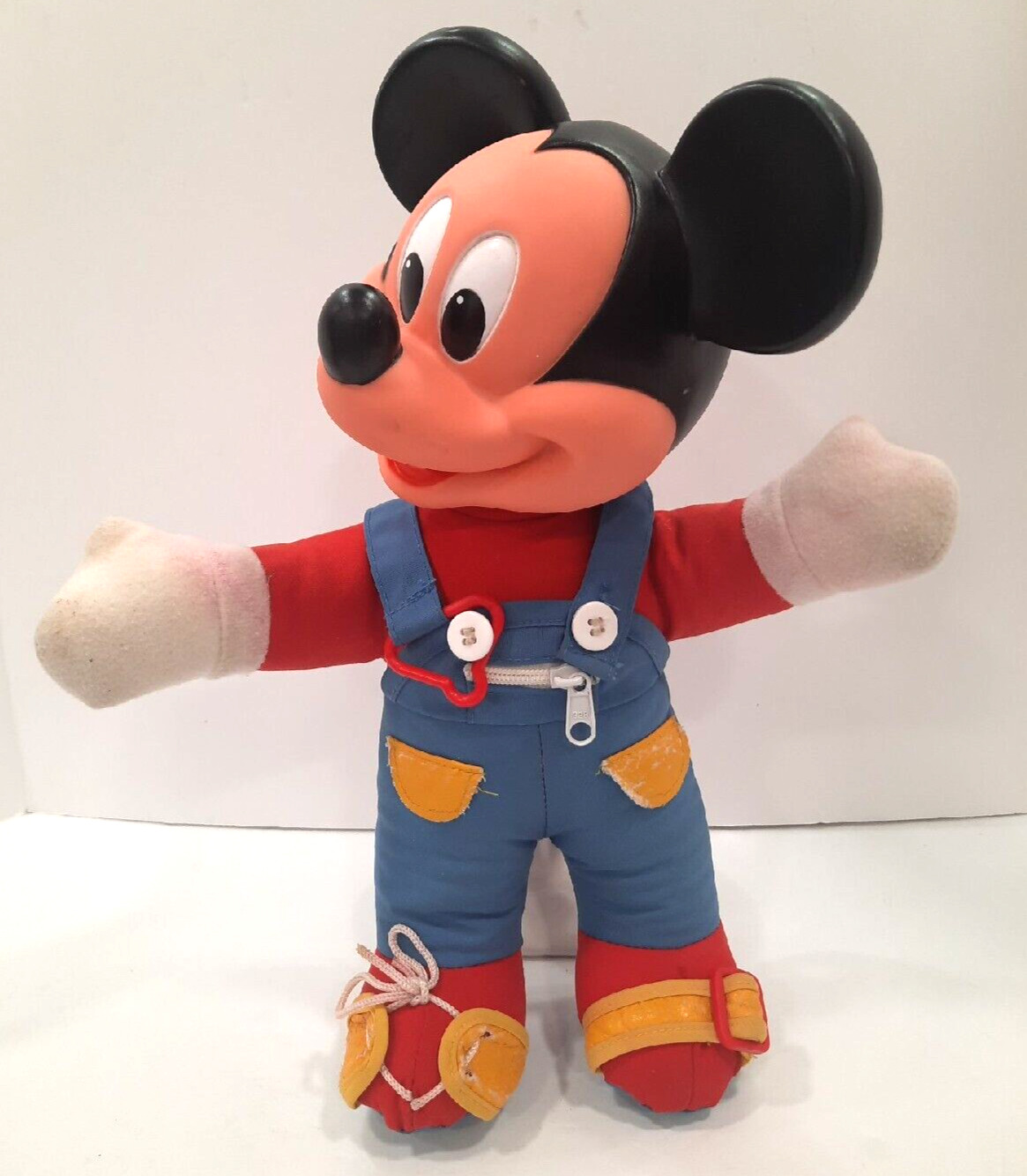 Vintage Mattel Mickey Mouse Learn To Dress Soft Body Hard Head Doll 15 in.