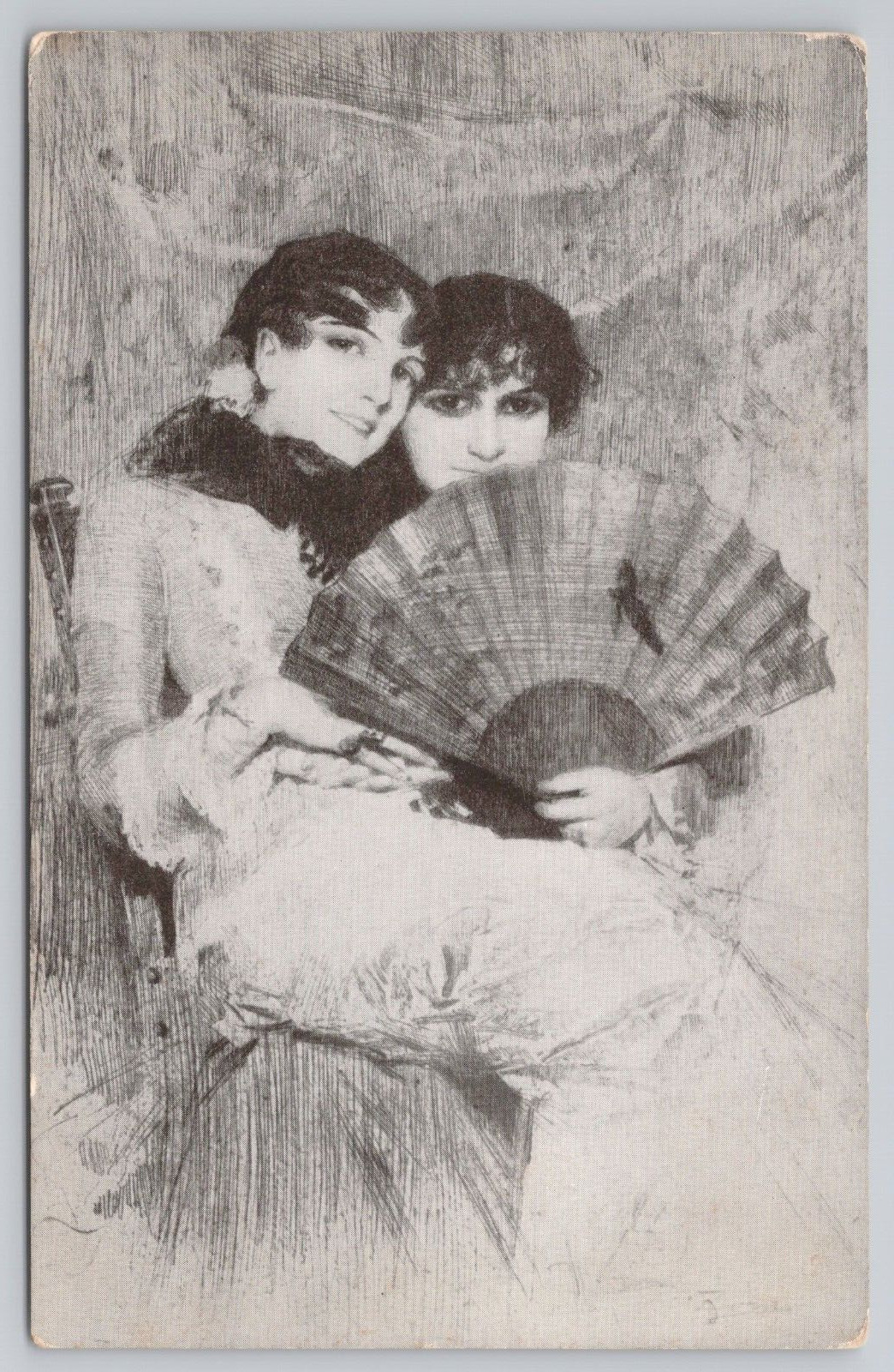 Postcard The Two Cousins, Anders Zorn, Swedish, 1860, Vintage