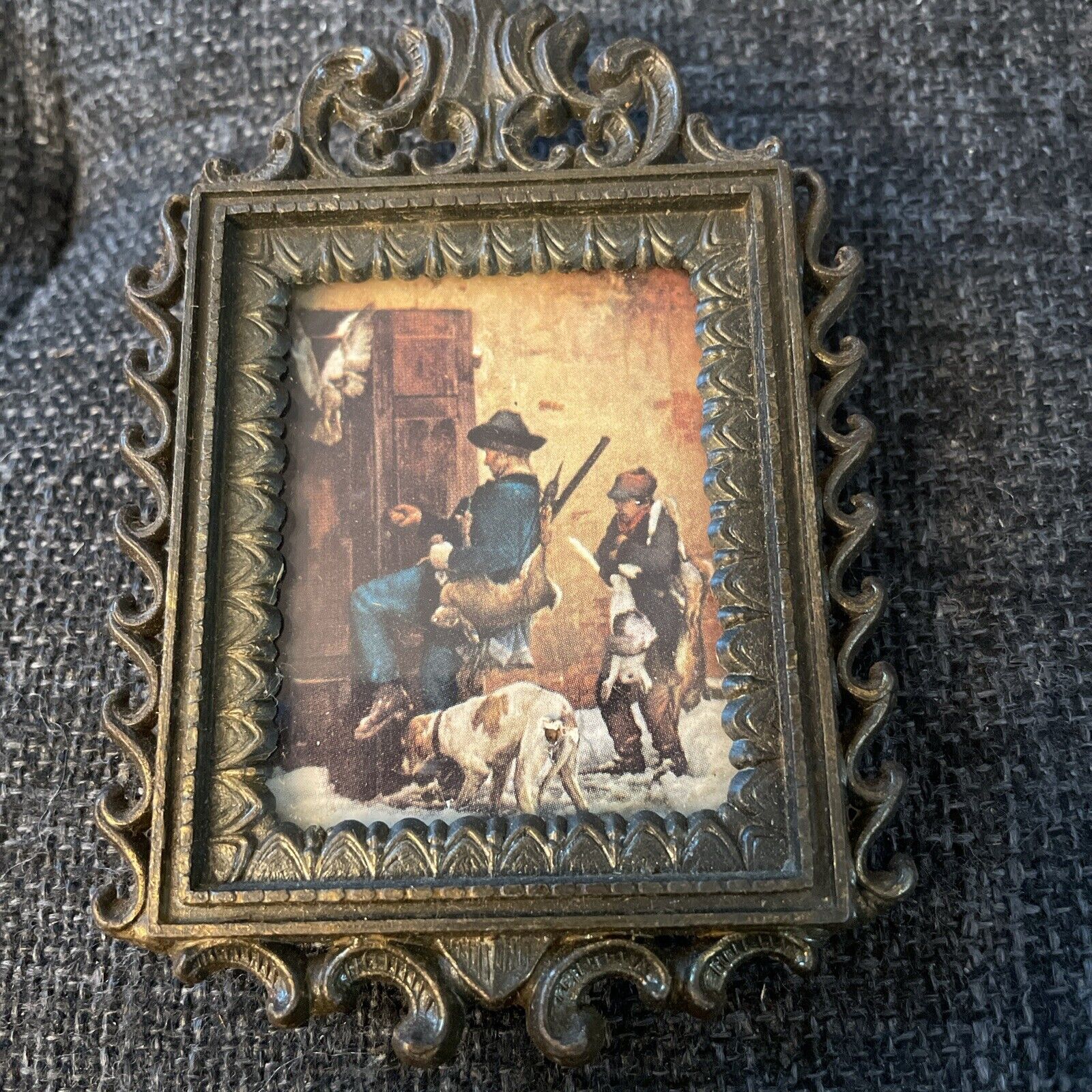 Vintage Metal Frame With Picture - Made in Italy. Appx 2.5” X 4”.