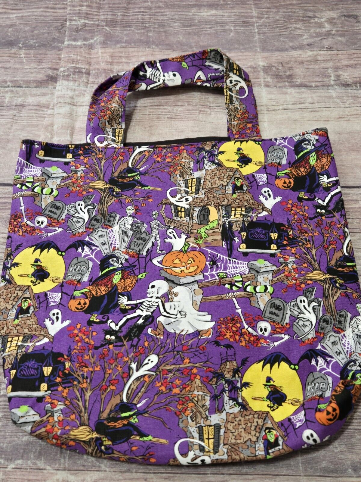 Halloween Trick or Treat Reusable Tote Bag Handmade Witch  Ghosts 
