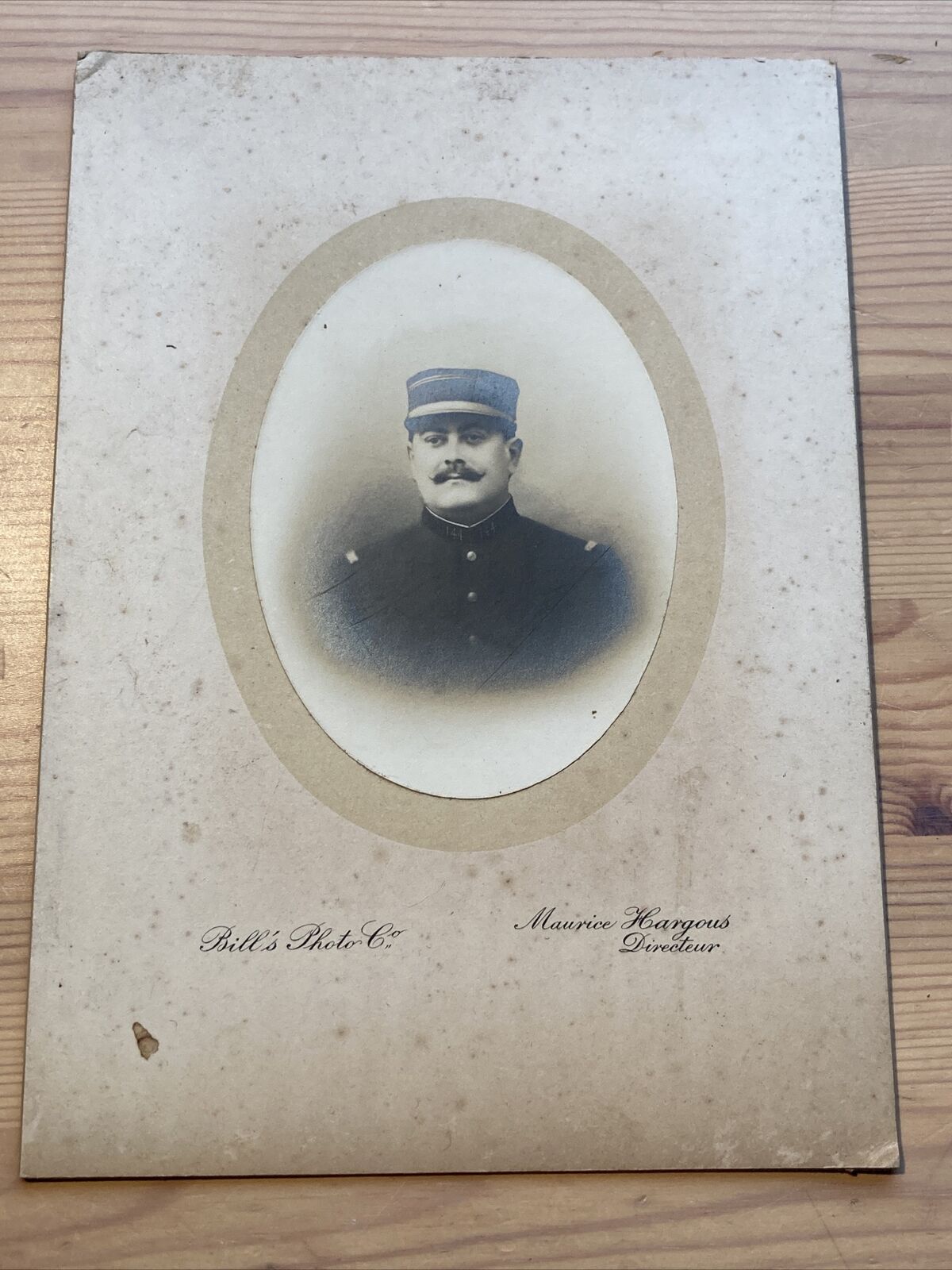 WWI era Cabinet Card Photo French Soldier #144 - Bill’s, Bordeaux 21x15cm