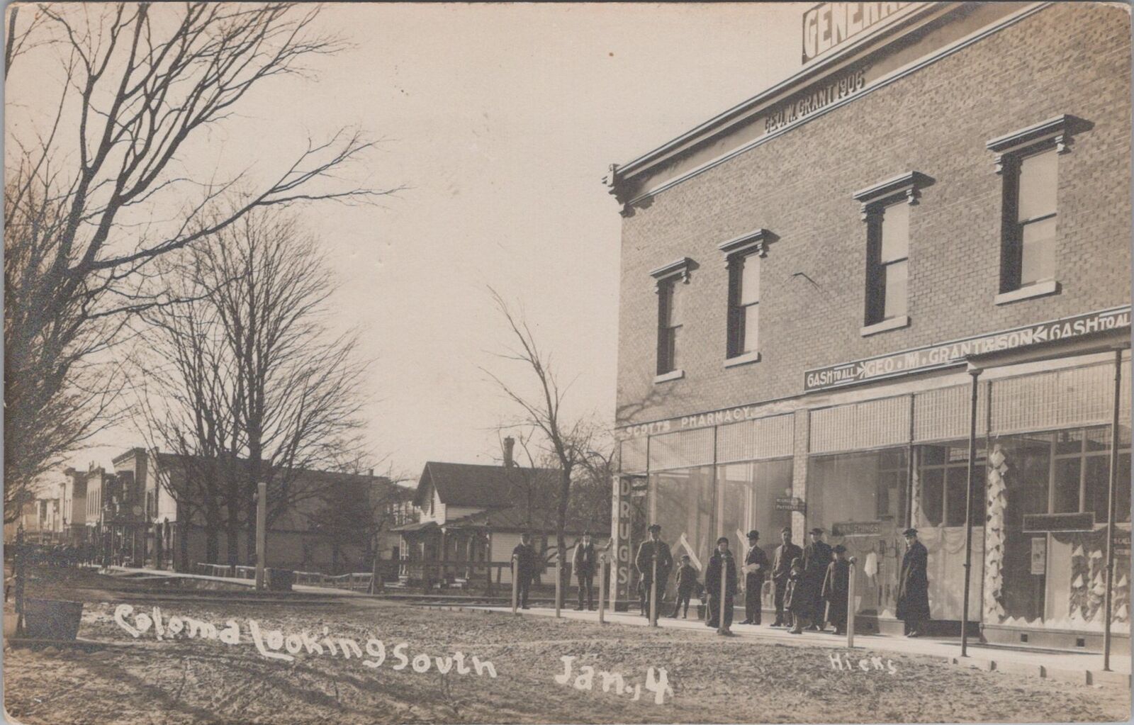 Street View Dirt Road Pharmacy Grant Coloma South Michigan 1907 RPPC Postcard