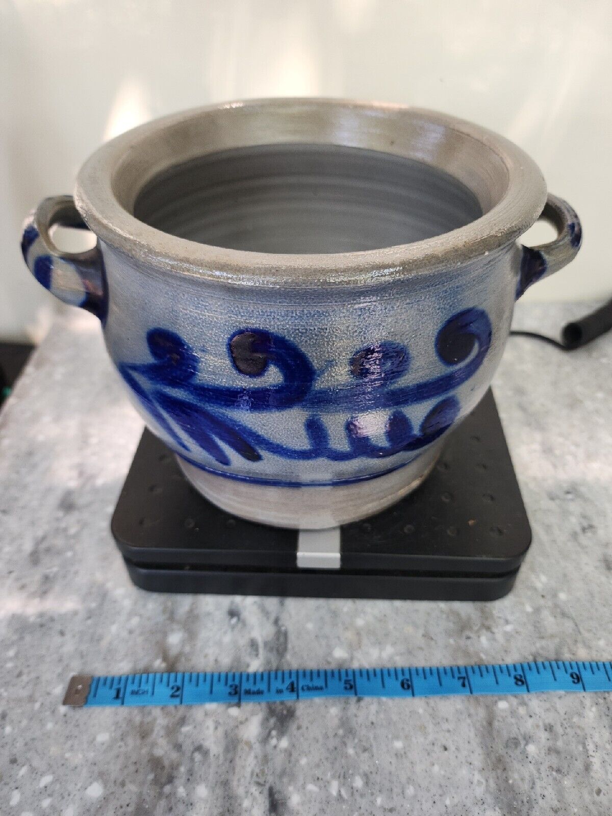 Cobalt Blue Grey Stoneware Salt Glaze Sauerkraut Ceramic Pot