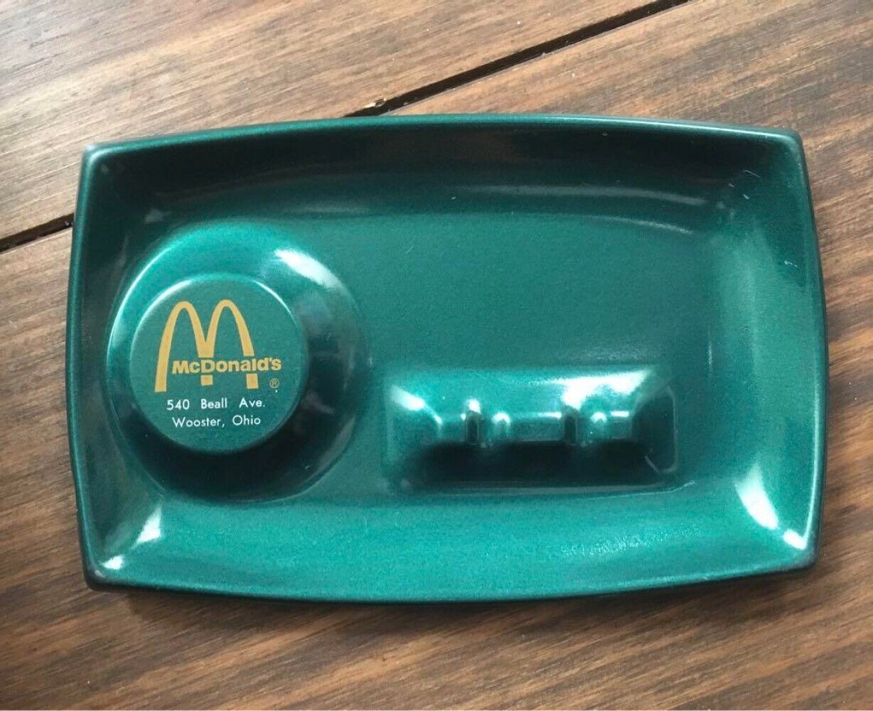 McDonald\'s vintage Green Metal Ashtray Advertising Smoking