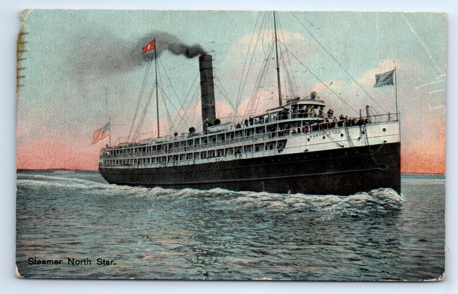 Steamer NORTH STAR Steam Ship Valentine & Co Postcard 1911 *CREASING*
