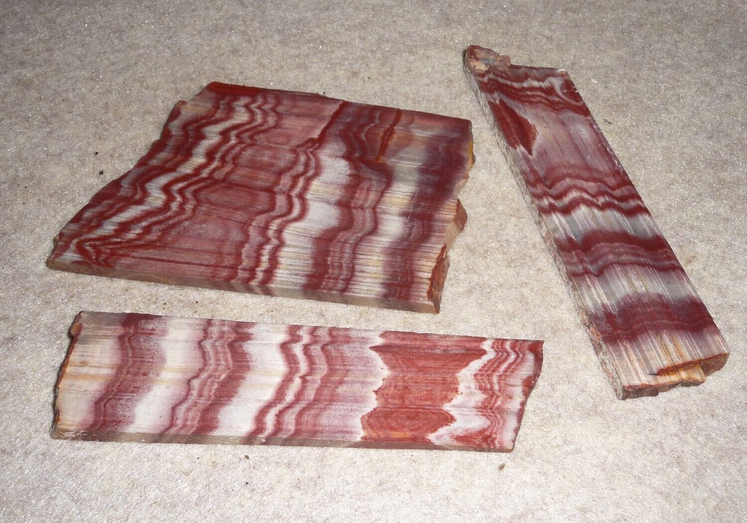 4 Small Striped Red and White Wonderstone  slabs