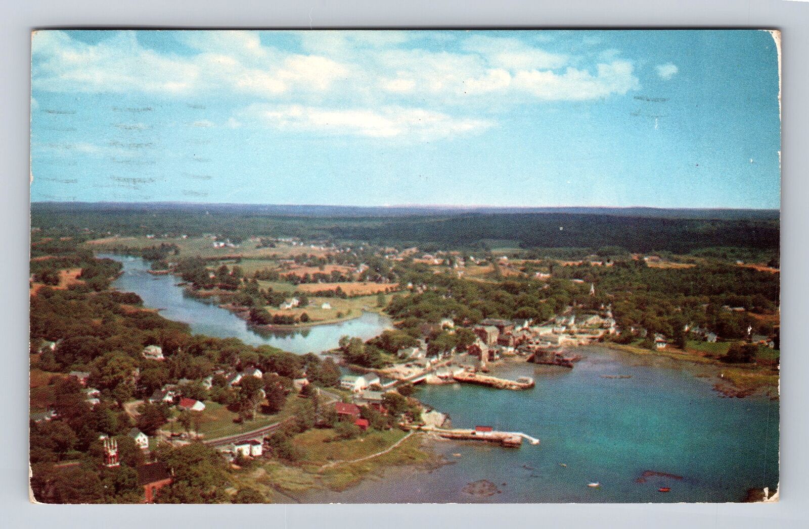 Newcastle ME-Maine, Aerial View Of Damariscotta Area, Vintage c1955 Postcard