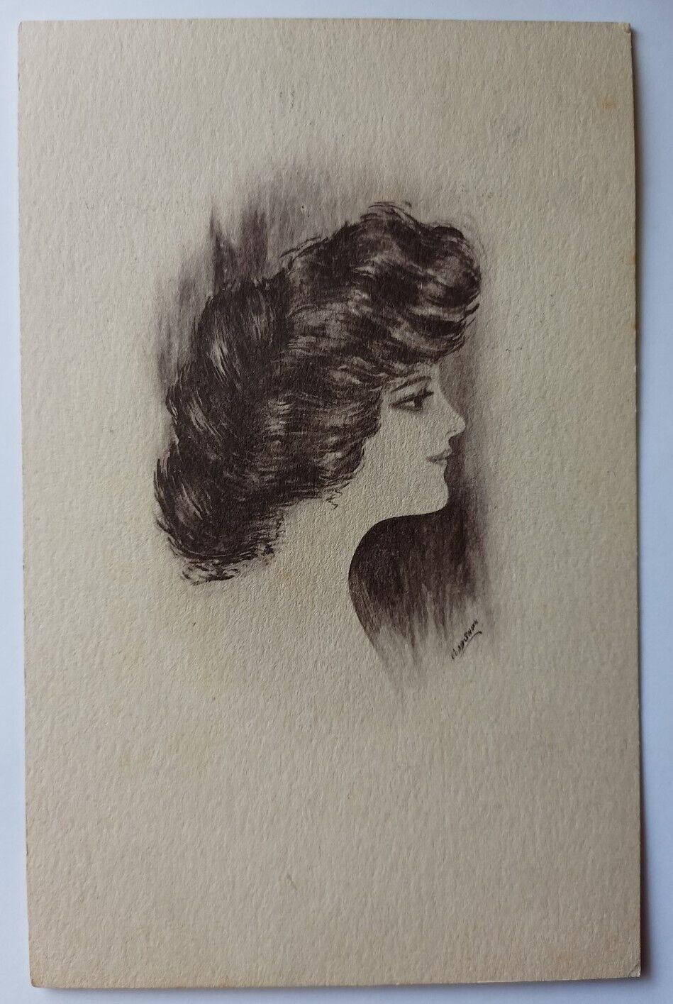 Antique Postcard 1910 Beautiful Woman Scatch Artist Cobb Shinn Posted