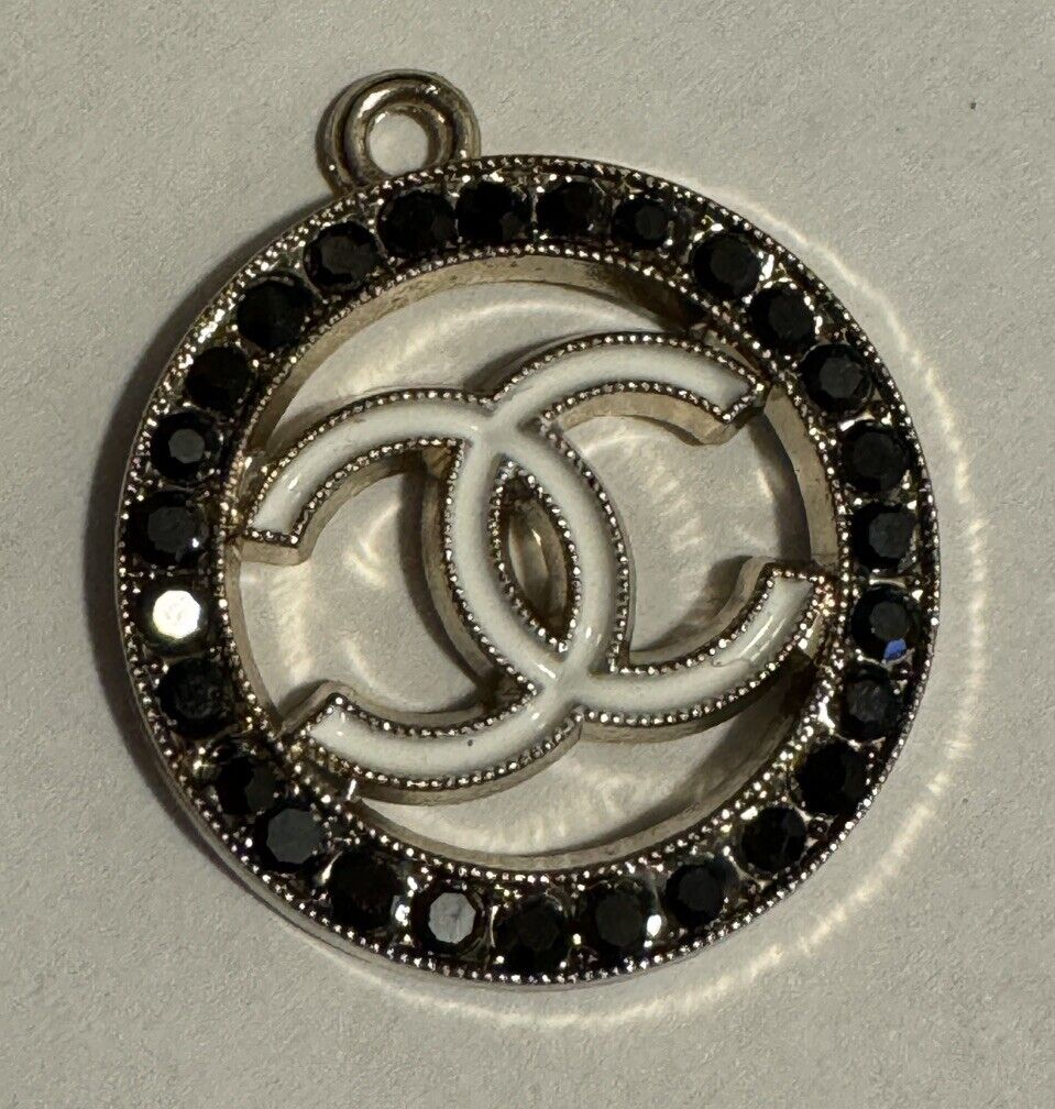 Vintage Style Chanel Zipper Pull Button Charm Gold and Black