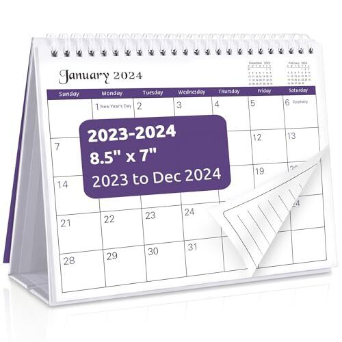 SKYDUE Desk Calendar 2023-2024, Small Desk Calendar from Oct. 2023 to Dec. 2024,