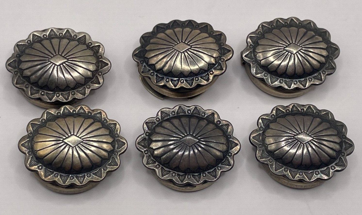 Vintage Native American Sterling Silver Button Covers Lot Of 6