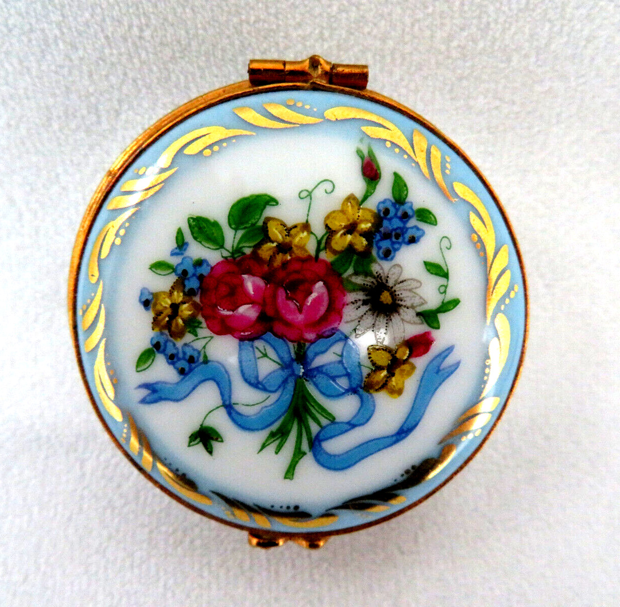 Vintage Castel Limoges France Porcelain Hinged Top Trinket Box