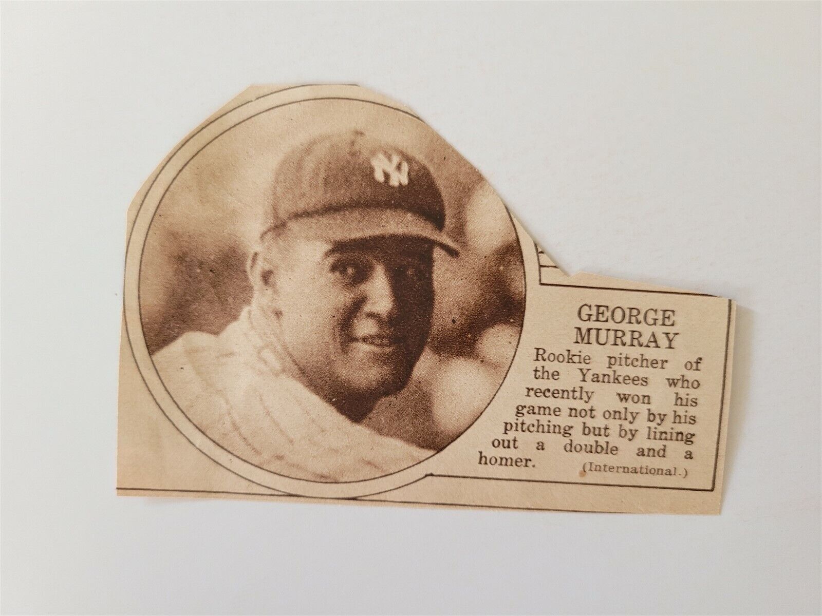 George Murray Yankees Rookie 1922 NY Times Colorfoto