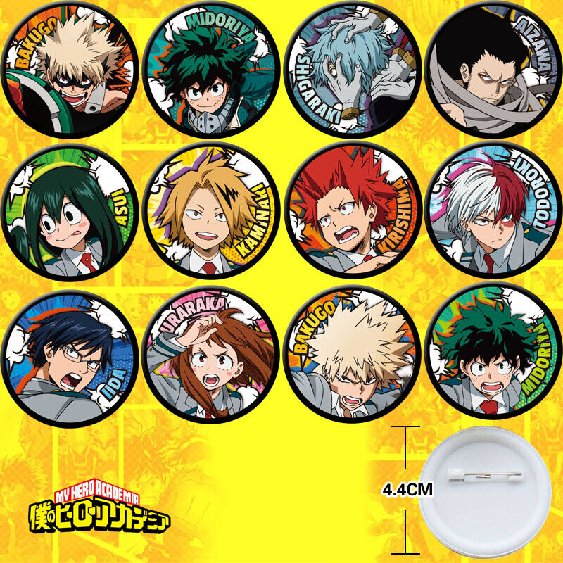 12PCS My Hero Academia Anime Badge Itabag Pin Button Cosplay Gift R32