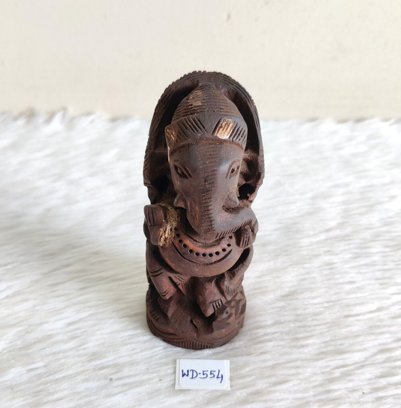 Antique Handmade Lord Ganesha Ganesh Figure Statue Wooden Old Collectible WD554