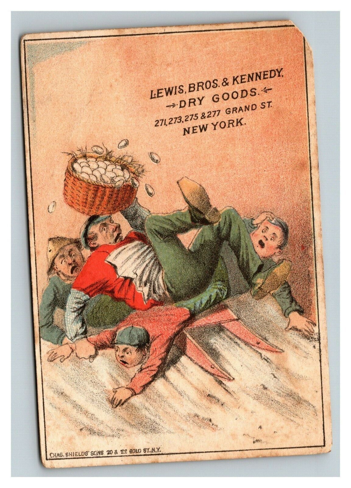 Vintage 1840\'s Trade Card - Lewis Brothers & Kennedy Dry Goods New York City NY