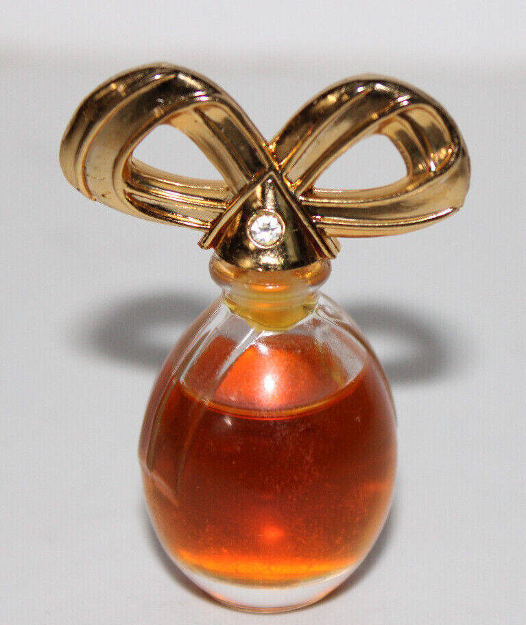Vintage Elizabeth Arden Parfum Collectible Miniature Gold Bow RHINESTONE 3.7 mL