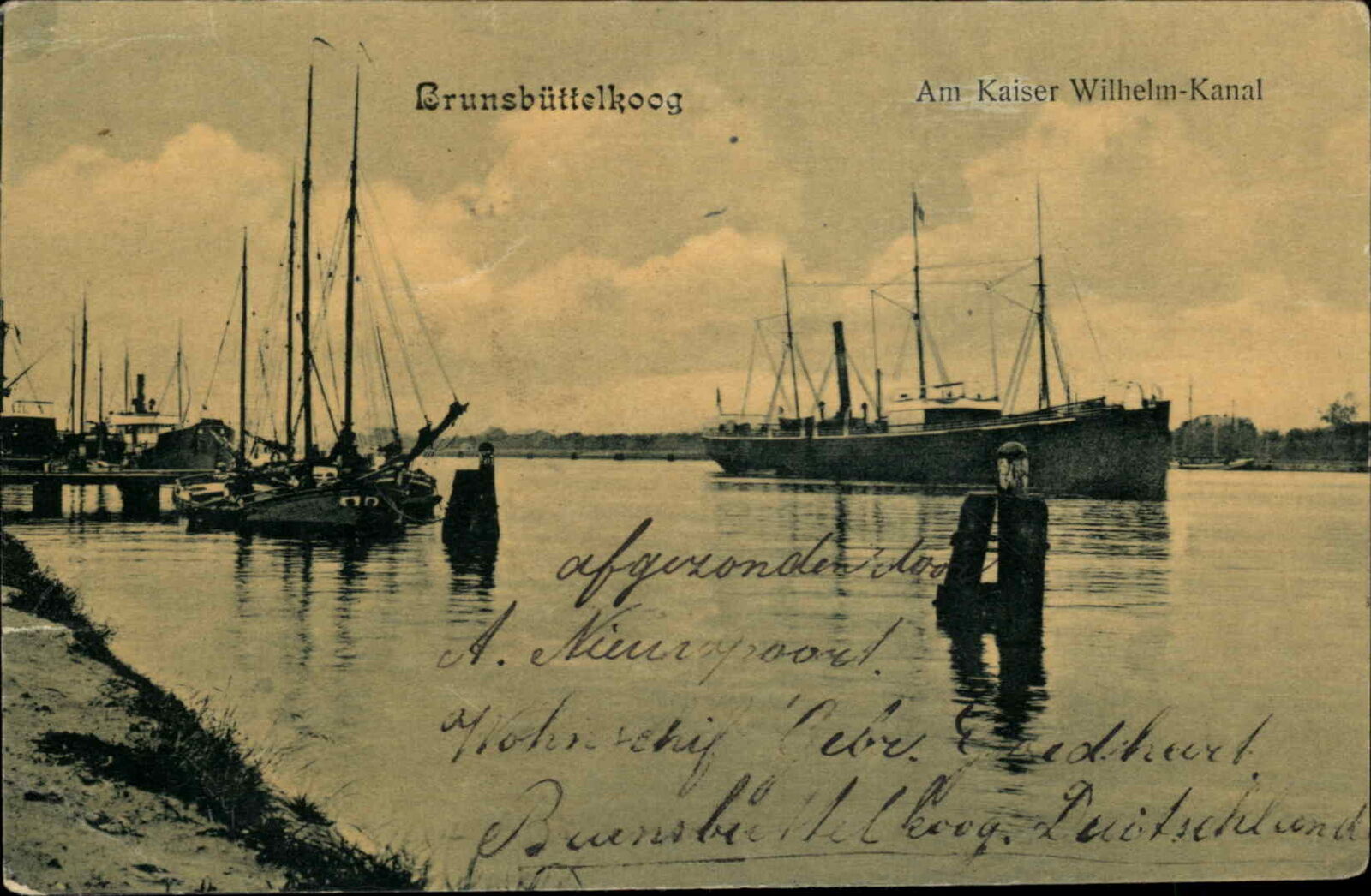 Brunsbuttel Germany Am Kaiser Wilhelm Kanal c1910 Vintage Postcard