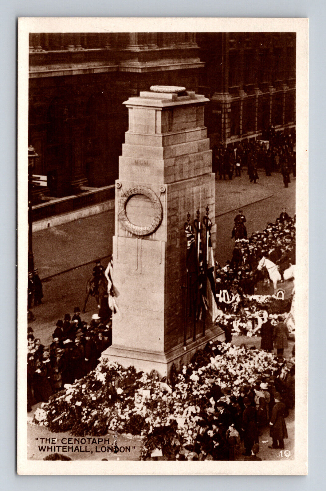 RPPC The Cenotaph WWI Memorial Procession Whitehall London Real Photo Postcard