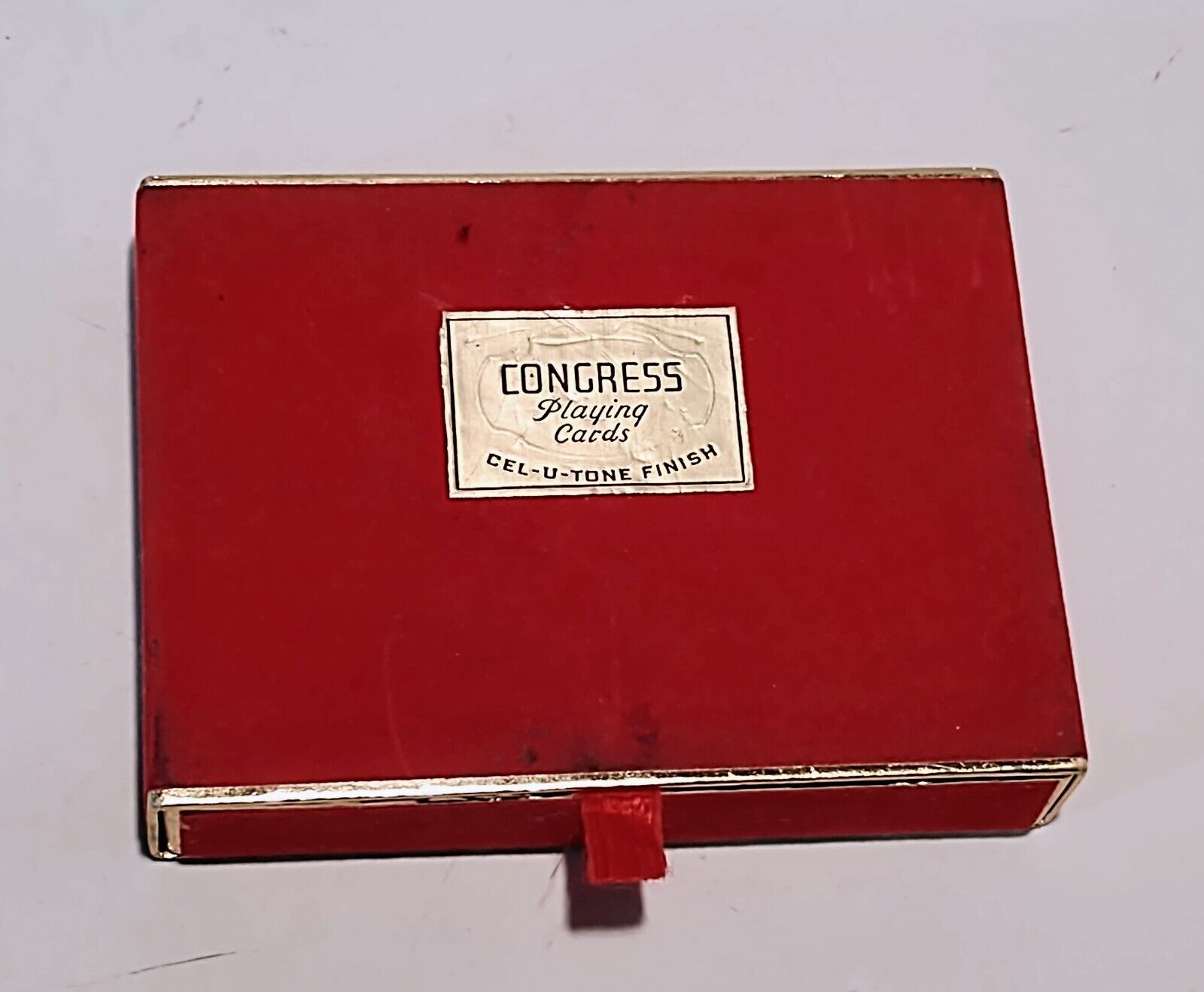 Vintage Congress Exxon Playing Cards 2 Deck  Cel-u-tone Finish Red Velvet Box
