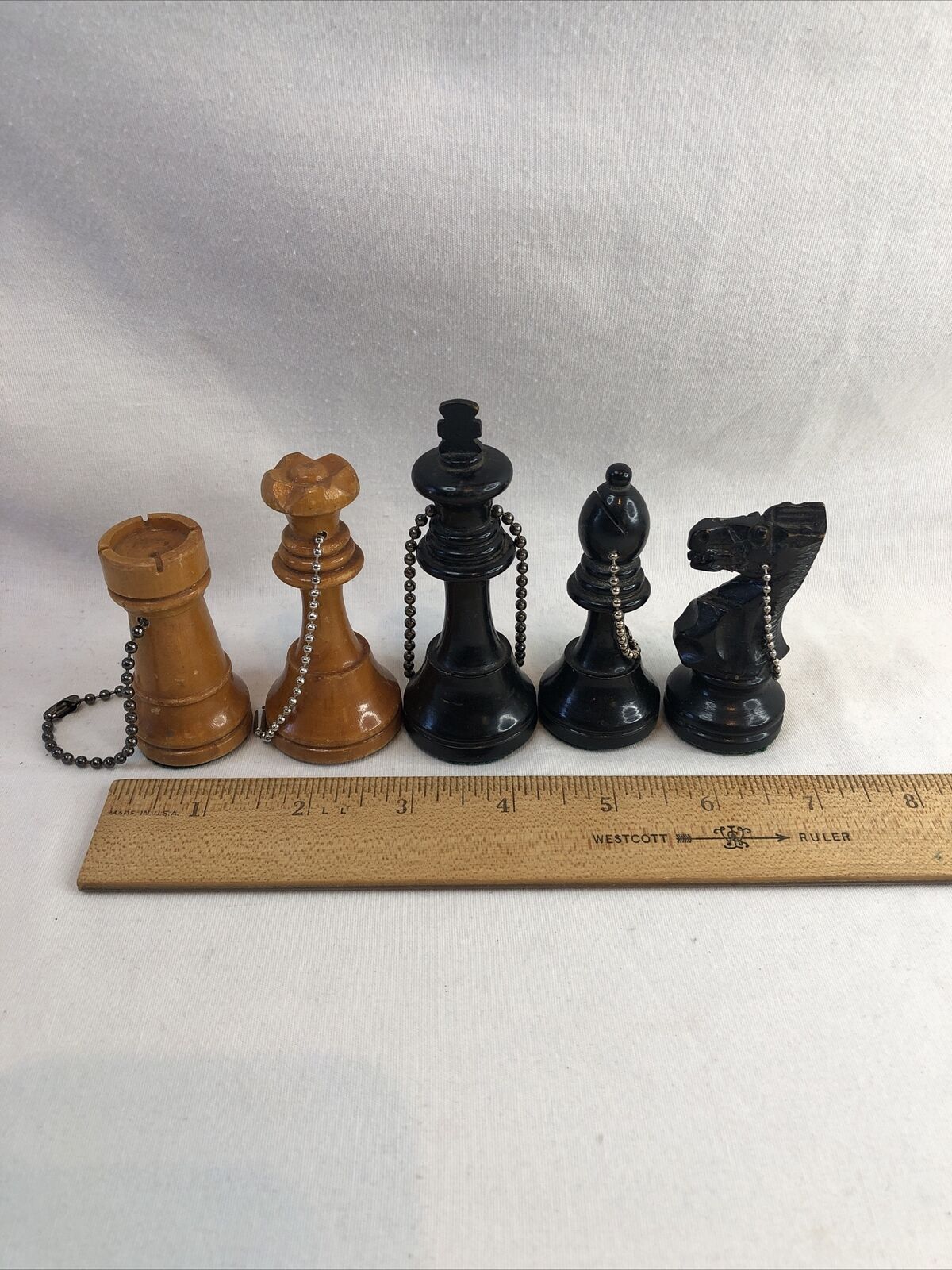 Vintage Wooden Weighted Chess Piece Keychains--Choose your Piece 3.75\