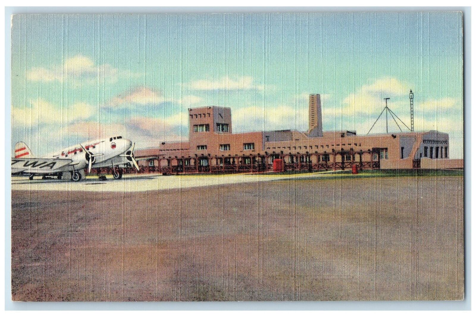 c1940 Administration Building Municipal Airport Albuquerque New Mexico Postcard
