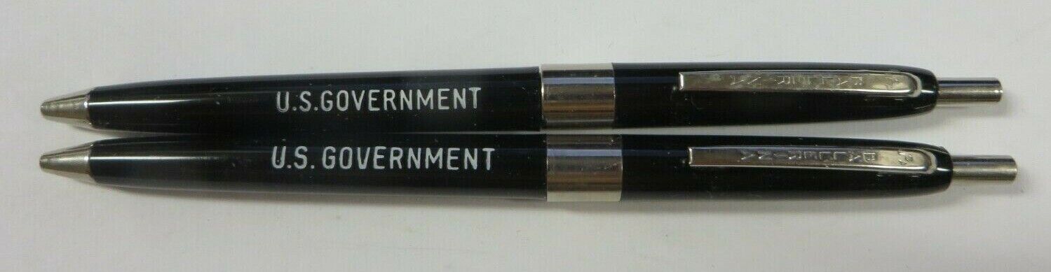Vintage Lot of 2 U.S. GOVERNMENT Ballpoint Pens Ballerina Pen Co. Fine Dark Blue
