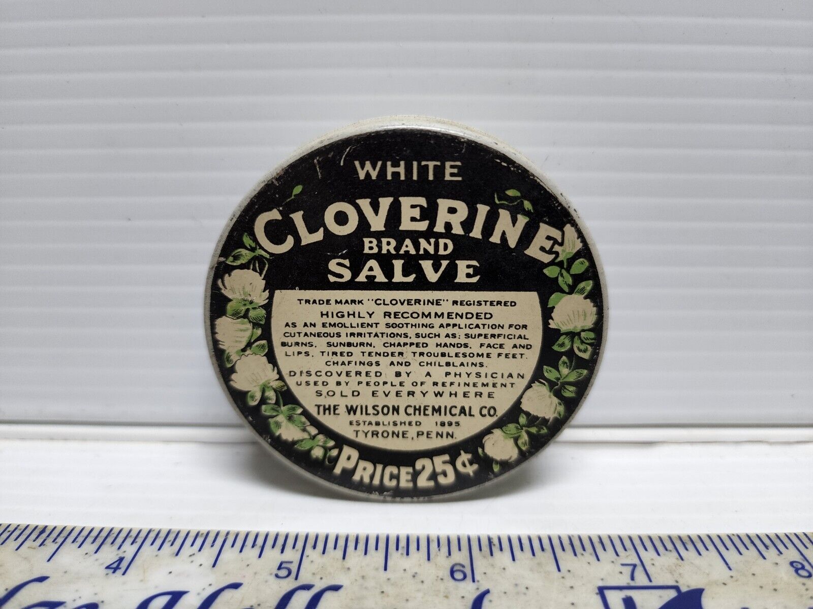 Vintage Advertising Tin Cloverine Salve Wilson Chemical Company Tyrone PA