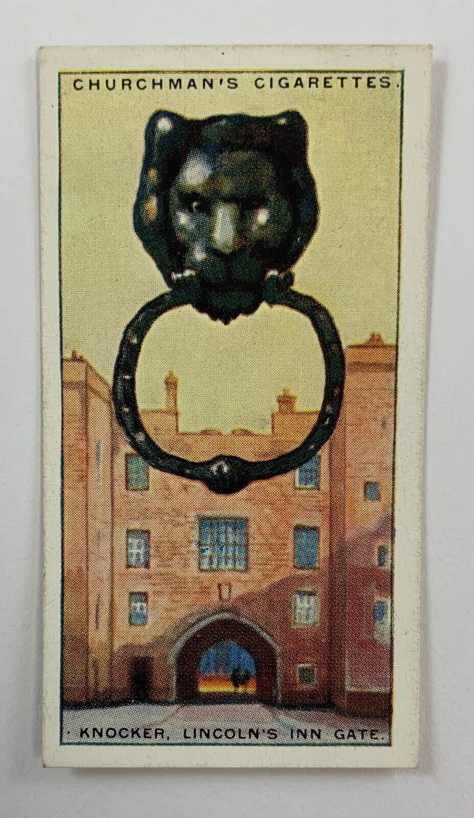 1928 Churchmans Interesting Door Knockers #15 Knocker Lincoln\'s Inn Gate 123E