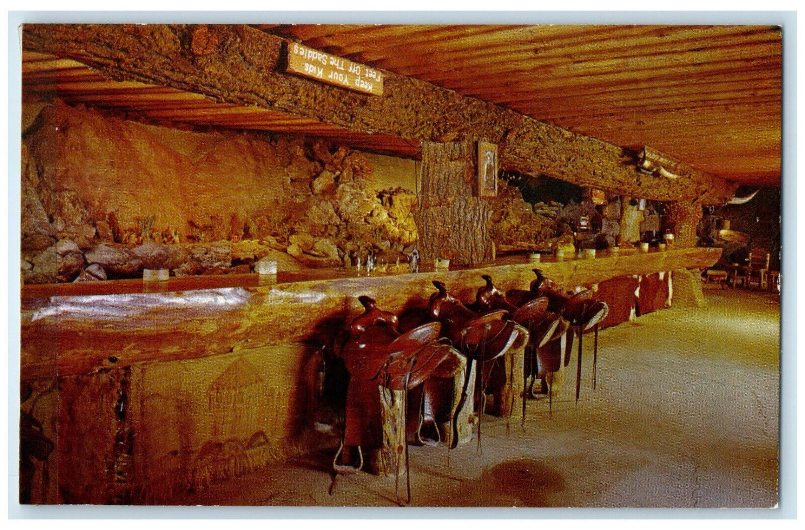 c1960's Unique Log Bar Largest in the World Helena Montana MT Unposted Postcard
