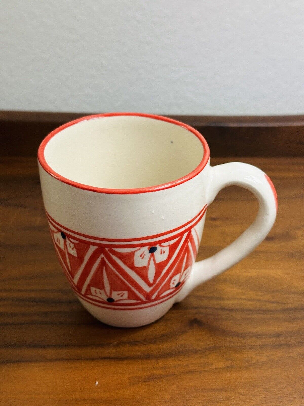 Le Souk Ceramique Tunisia Nejma Red Hand Paint Mediterranean Coffee Tea Mug
