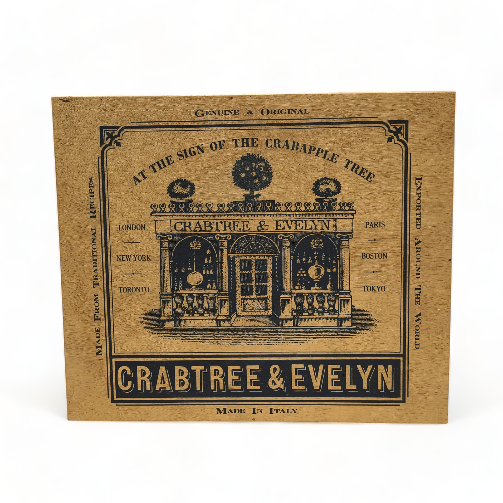 Vintage Crabtree & Evelyn Handmade Wooden Hinged Display Box Made In Italy