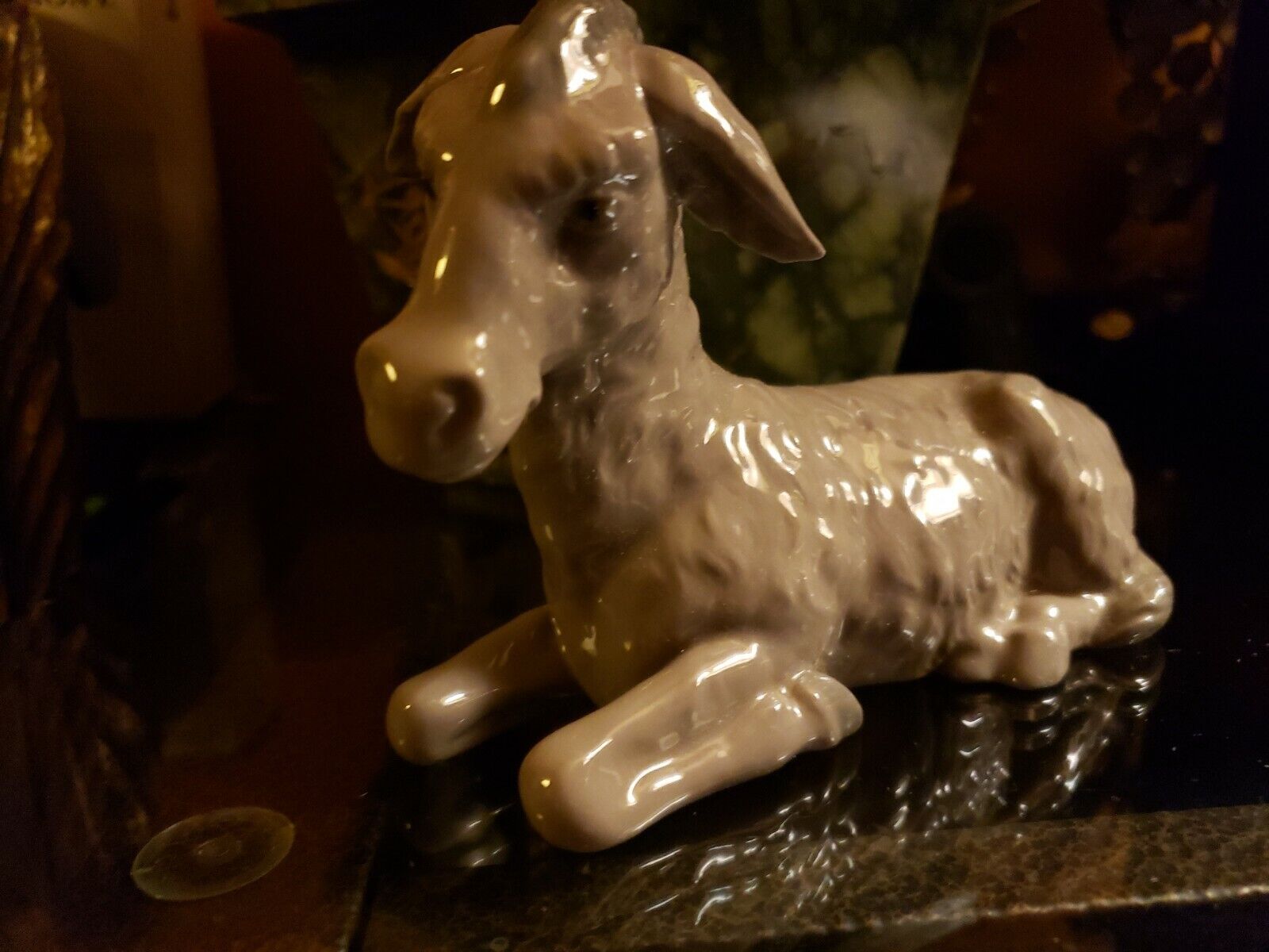00310 Figurine Lladro  NAO Hand Made Burra Gray Sitting Down Donkey NATIVITY  