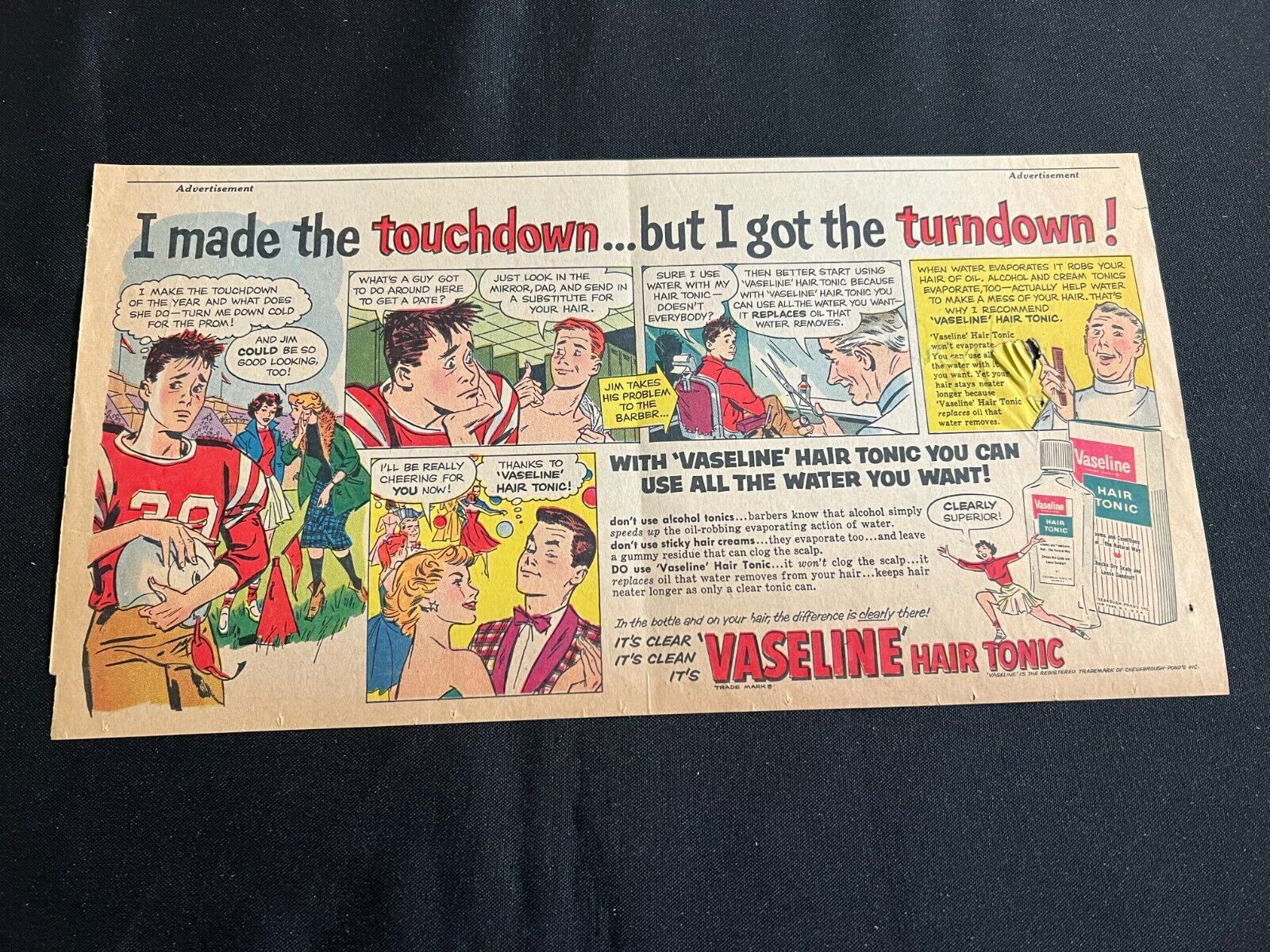 #13 Vaseline Hair Tonic Sunday Comics Section Advertisement 1959