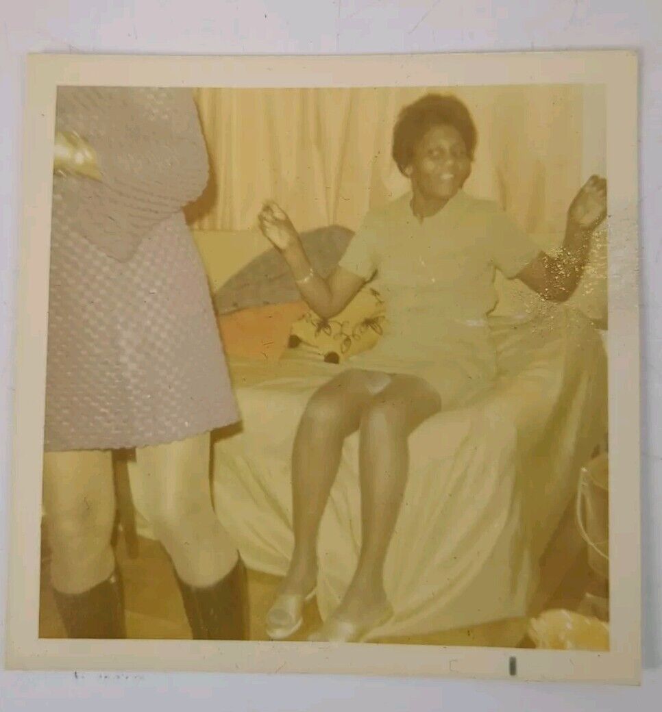 Vintage 1970s Found Photograph Photo African American Woman Smiling Happy