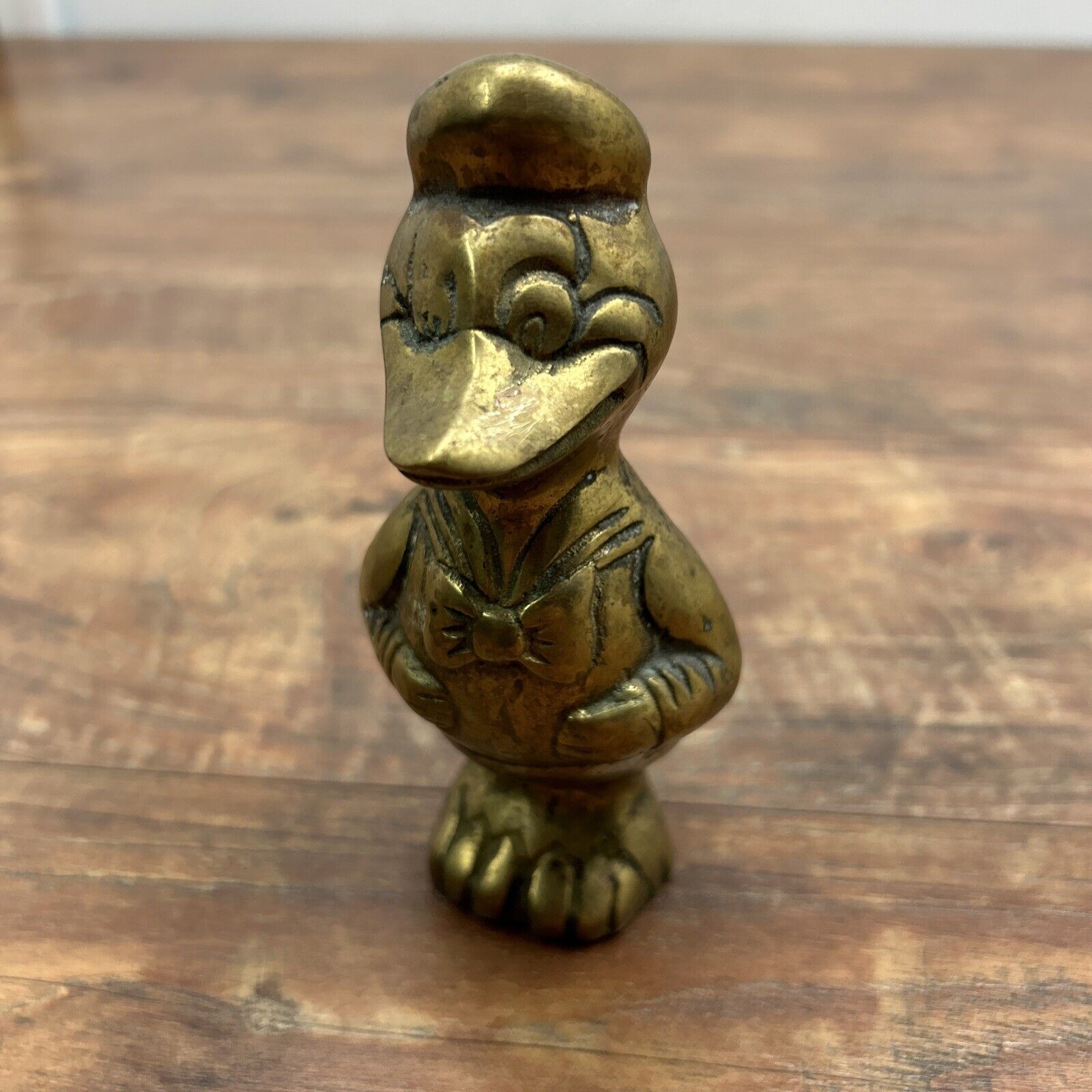 Vintage Solid Brass Donald Duck Figurine Paperweight