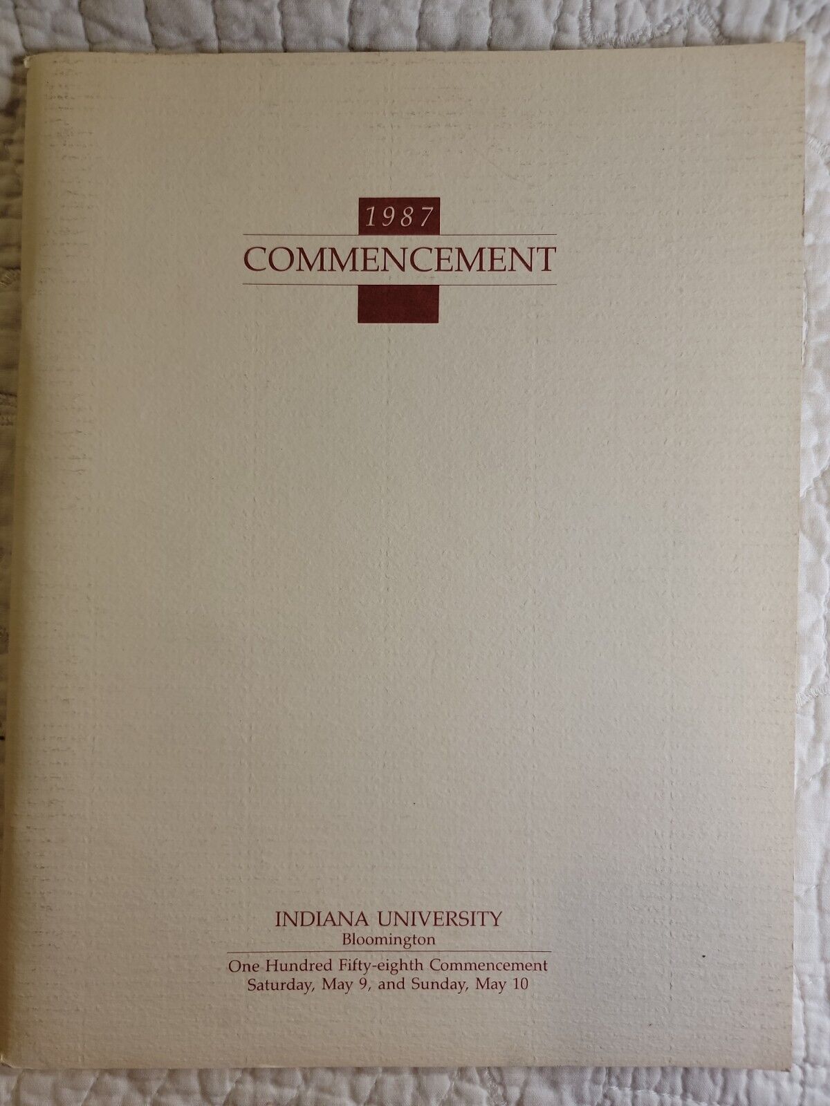 Indiana University Commencement Program 1987 Bloomington College with 8x10 photo