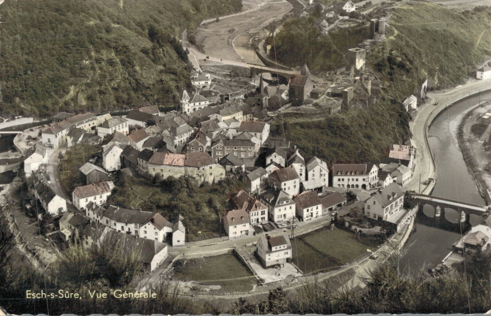 Luxembourg Esch-sur-Sûre Vue Generale Vintage RPPC 07.89