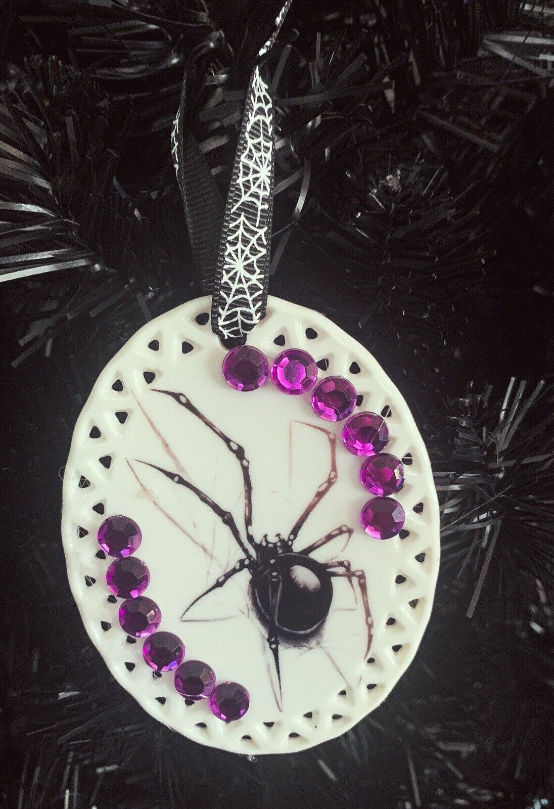 Spider Spider Web Vintage Look Goth Ceramic Ornament  . Halloween Tree