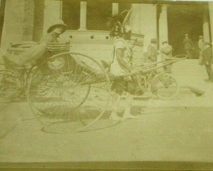 Antique c 1910 Photo Rickshaw Durban South Africa Servant John Humble Sepia