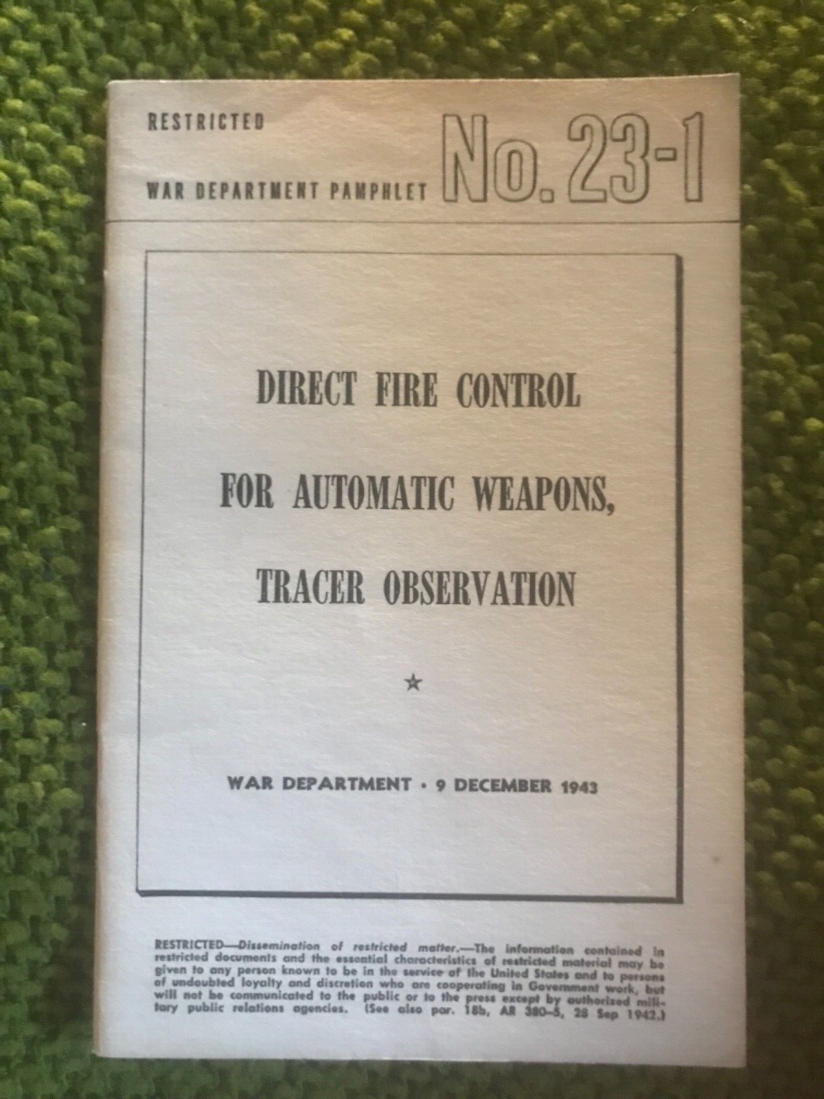 WWII Automatic Weapons 1944 US Army War Department Gunnery Tracer Fire Text