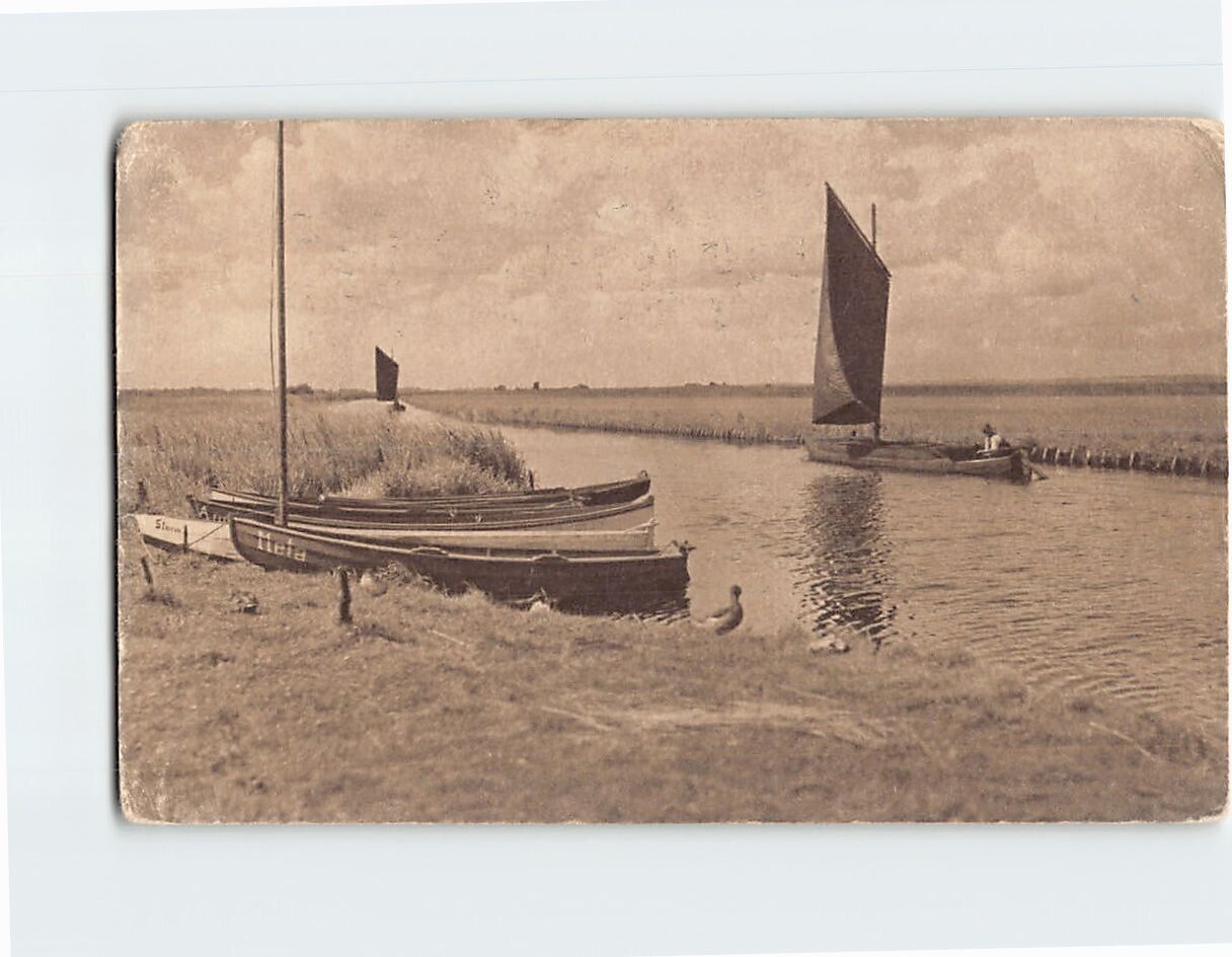 Postcard Canoes River Landscape Scenery